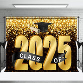 Aperturee - Aperturee Bokeh Black Gold Glitter Bachelor Cap Grad Backdrop